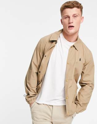 Polo Ralph Lauren player logo poplin coach jacket in luxury tan | ASOS