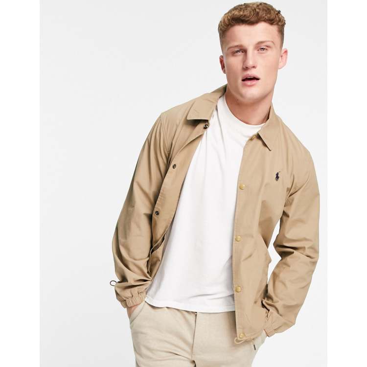 Polo Ralph Lauren player logo poplin coach jacket in luxury tan | ASOS