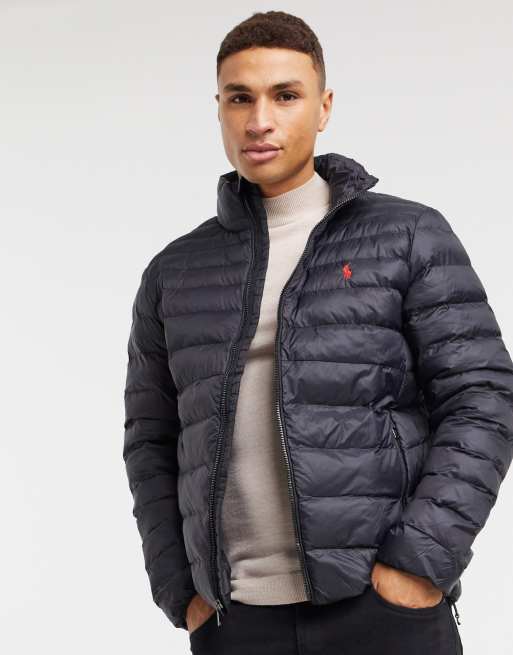 Polo Ralph Lauren player logo recycled nylon puffer jacket in navy | ASOS