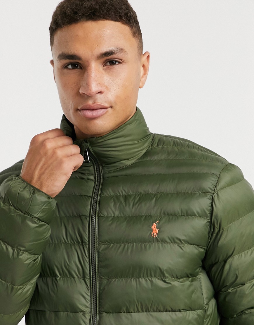 Polo Ralph Lauren Player Logo Recycled Nylon Puffer Jacket In Olive ...