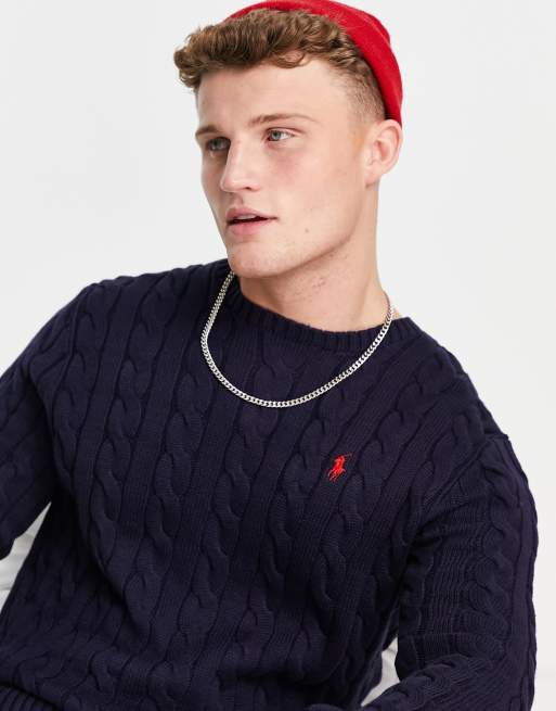 Ralph lauren navy cable cheap knit jumper