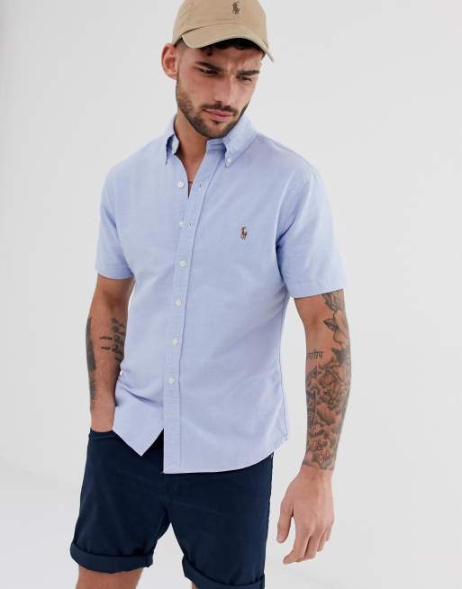 Short sleeve button hot sale down ralph lauren