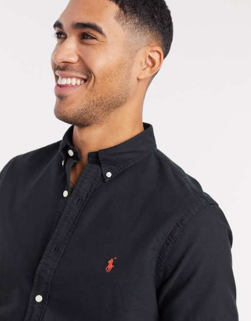 Polo ralph lauren black hotsell button up