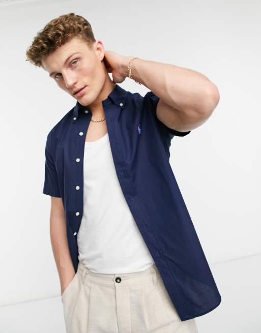 Button up polo short clearance sleeve