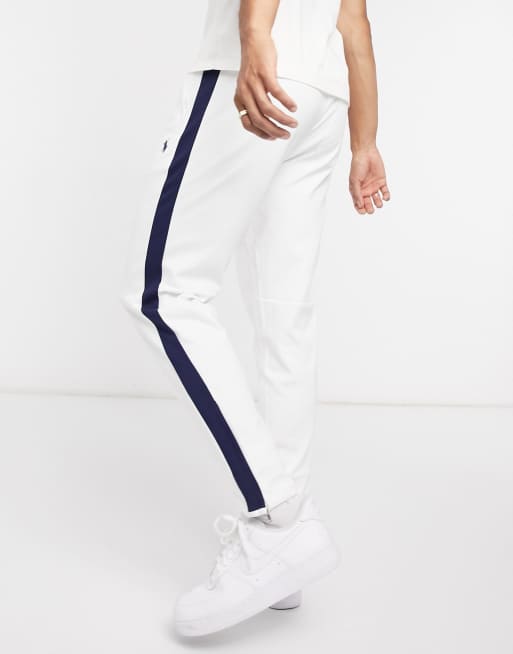 Polo Ralph Lauren player logo side taping track pant in white