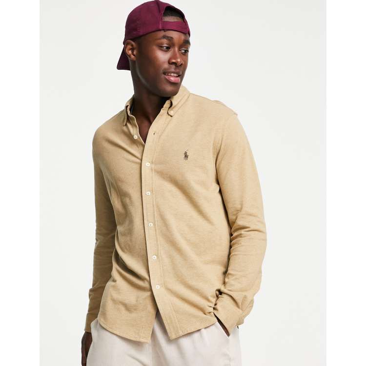 Tan ralph shop lauren polo shirt