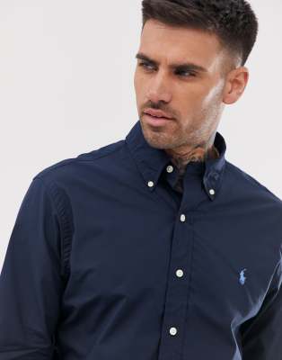 navy polo button down