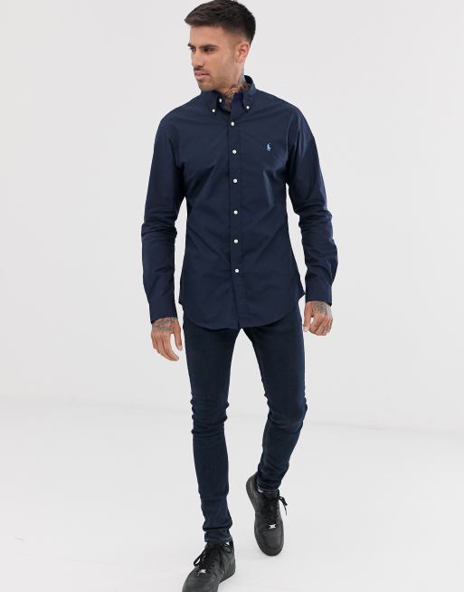 Ralph lauren best sale navy poplin shirt