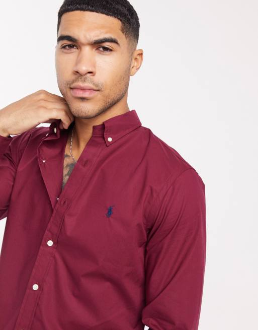 Maroon polo button clearance down