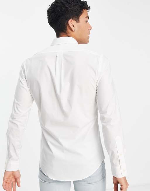 Polo Ralph Lauren player logo slim fit poplin shirt in white, 2 of 4