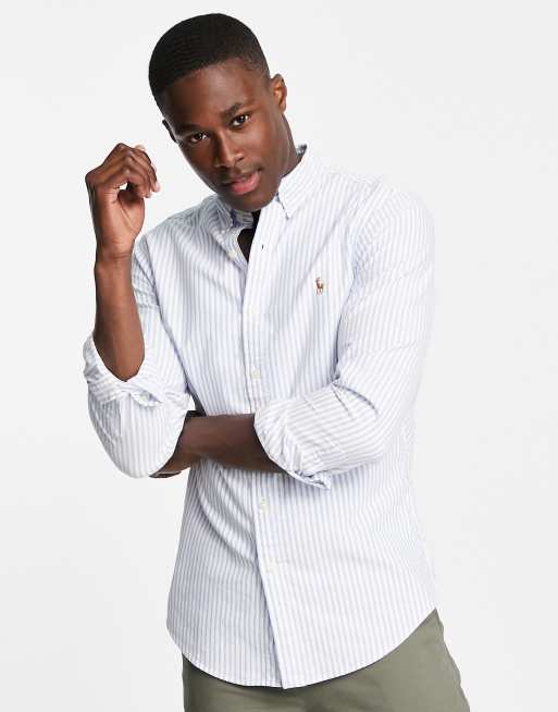 Ralph lauren slim on sale fit striped oxford shirt