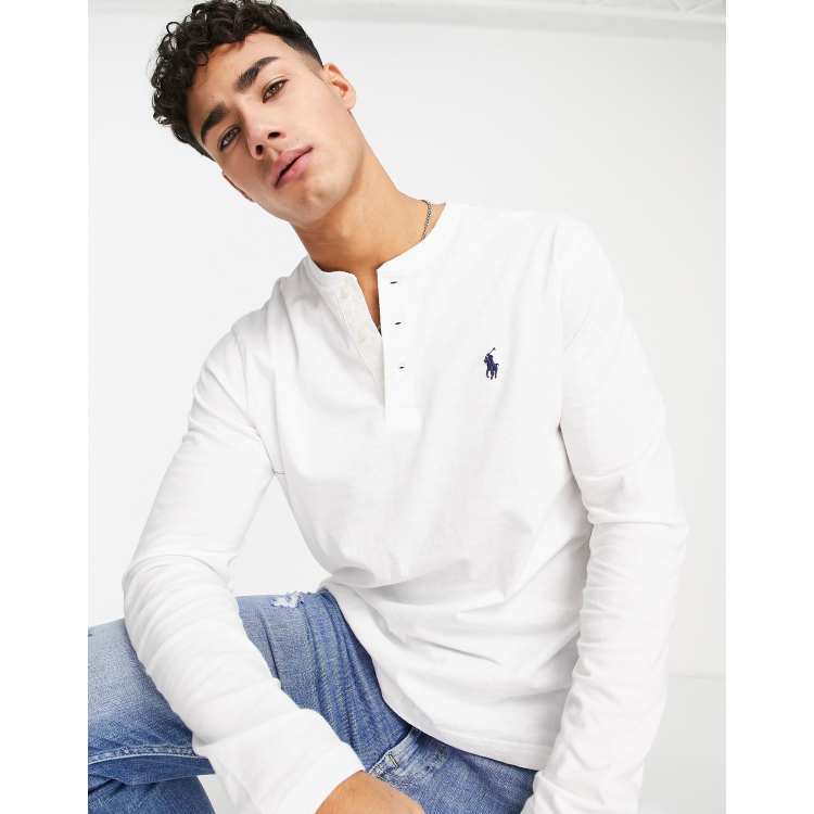 Polo ralph lauren grandad collar long sleeve clearance shirt