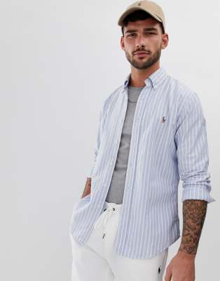 polo ralph lauren slim fit striped oxford shirt