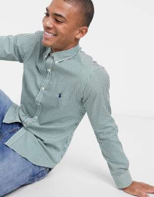 polo ralph lauren slim fit striped poplin shirt
