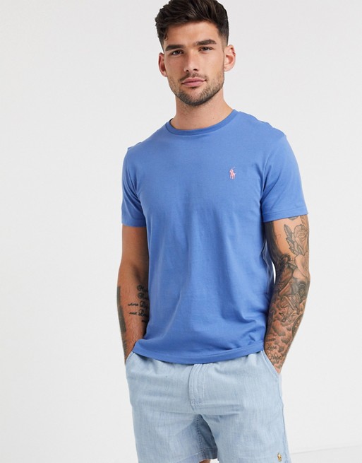 Polo Ralph Lauren player logo t-shirt custom regular fit in mid blue