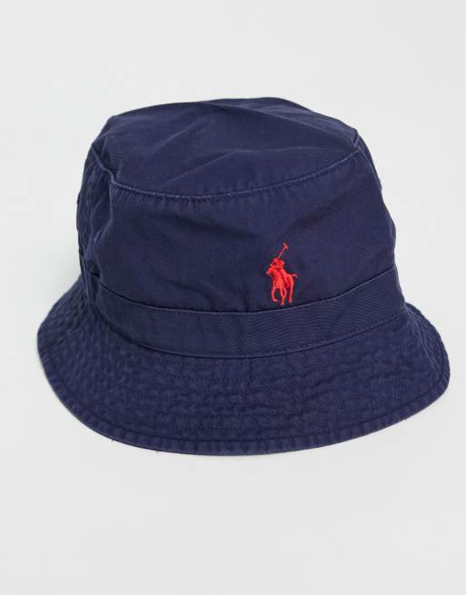 Polo Ralph Lauren player logo twill bucket hat in navy, 4 of 4