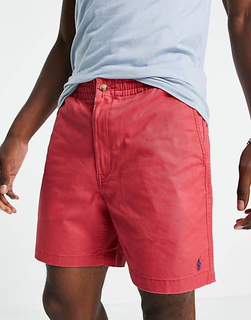 Polo Ralph Lauren player logo twill prepster chino shorts in chilli pepper red