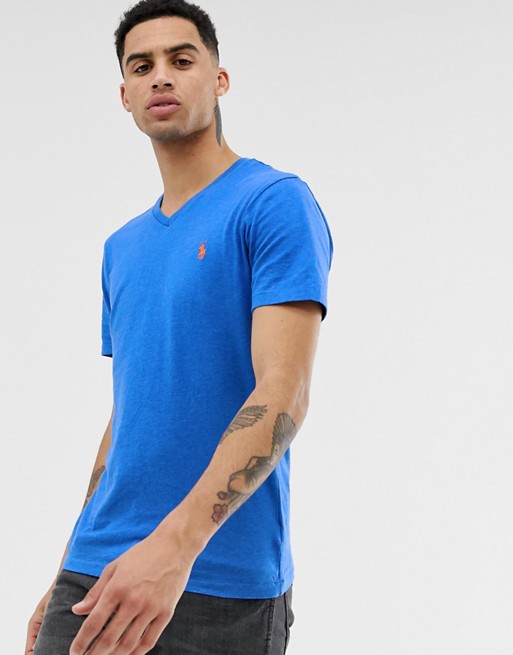 Polo Ralph Lauren player logo v-neck t-shirt in blue marl | ASOS