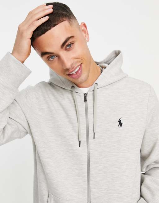 Polo Ralph Lauren player logo zip up hoodie in gray