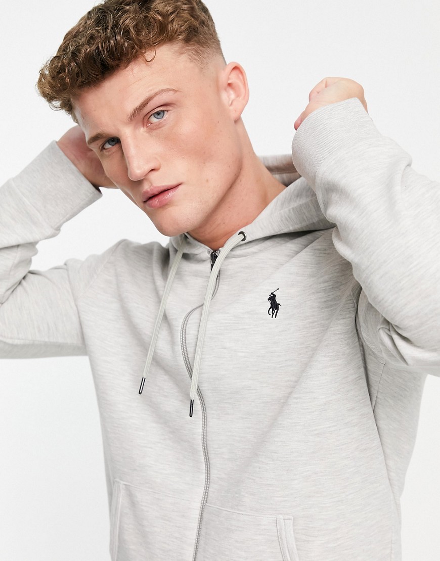 Polo Ralph Lauren player logo zip up hoodie in grey