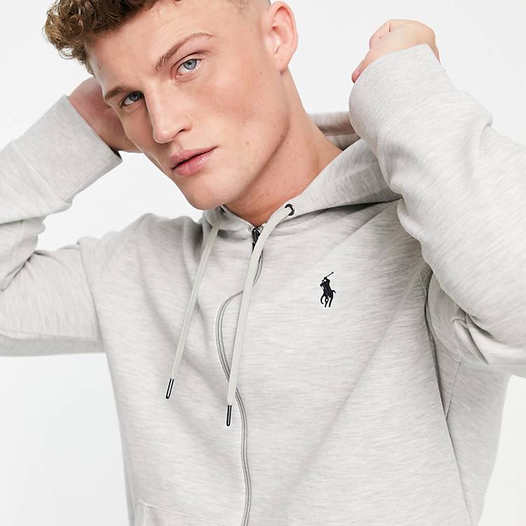 Polo Ralph Lauren player logo zip up hoodie in grey | ASOS