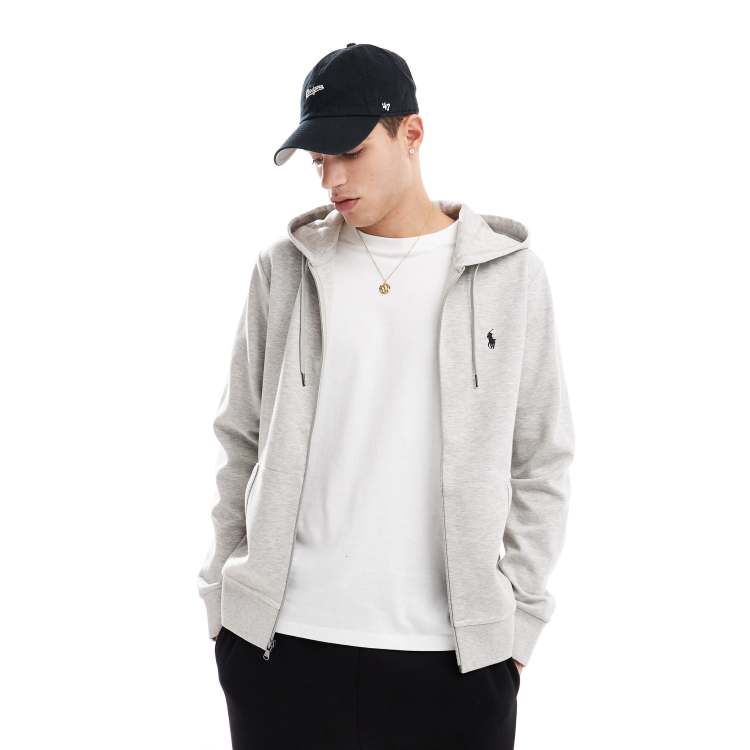 Polo Ralph Lauren player logo zip up hoodie in grey | ASOS