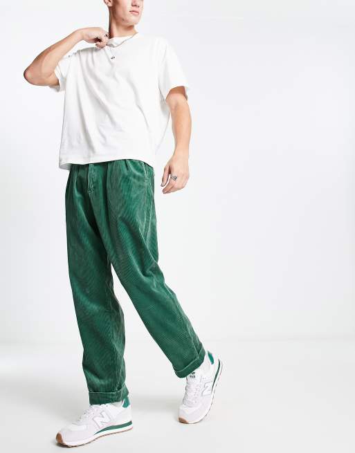 Polo Ralph Lauren pleated wide leg cord pants in dark green | ASOS