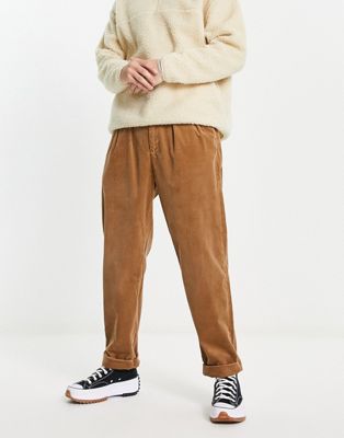 Polo Ralph Lauren pleated wide leg cord trousers in brown
