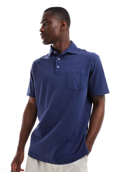 Polo Ralph Lauren pocket cotton polo classic oversized fit in navy, 3 of 4