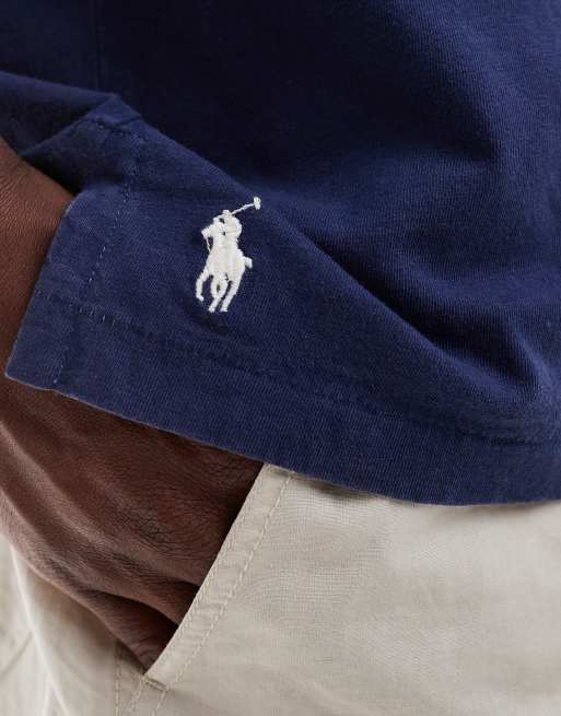 Polo Ralph Lauren pocket cotton polo classic oversized fit in navy, 4 of 4