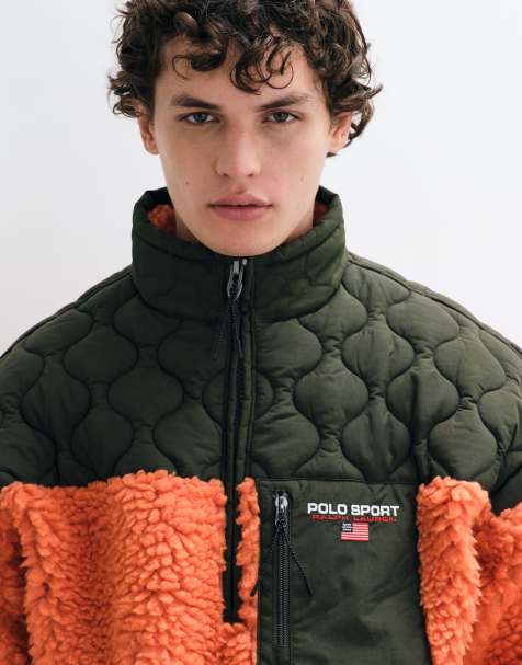 Polo Ralph Lauren polaire sport à demi-zip en orange et marron - view 1