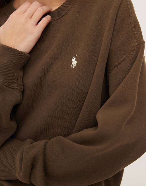Polo Ralph Lauren – Polarfleece-Sweatshirt in Dunkelbraun mit Markenlogo, 3 von 4