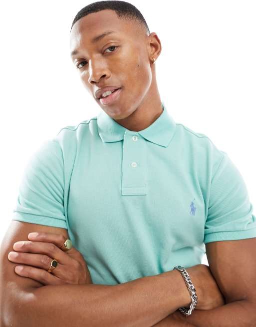 Polo Ralph Lauren - Polo ajusté en piqué avec logo emblématique - Vert clair