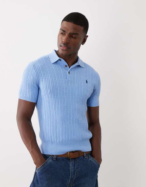 Polo Ralph Lauren - Polo azul con logo de icono de punto de algodón, 3 de 5