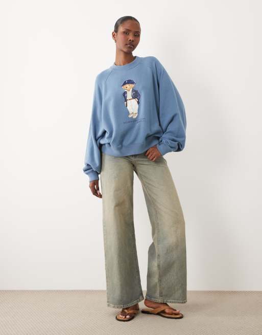 Polo Ralph Lauren polo bear relaxed fit sweatshirt in blue , 2 of 4
