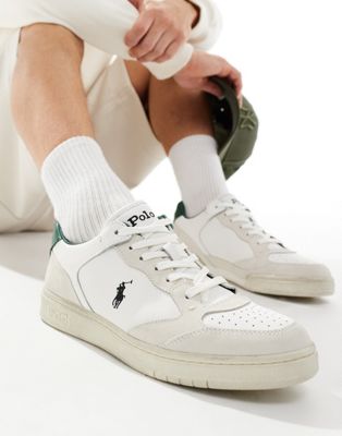  Polo Court Lux in cream suede with green logo