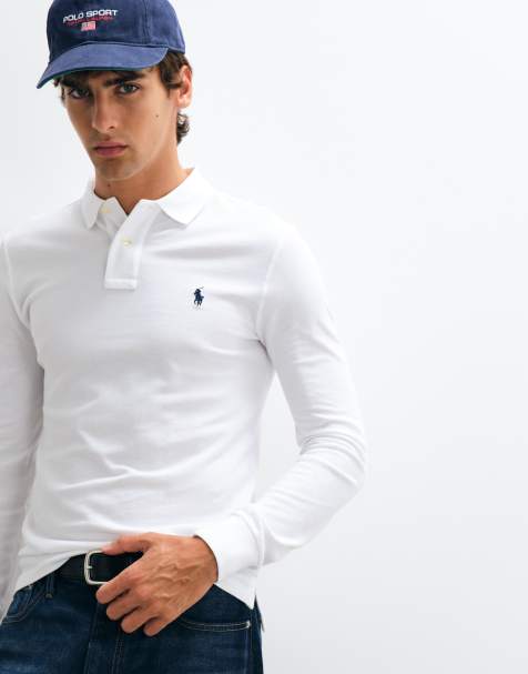 Polo Ralph Lauren - polo de piqué de manga larga, corte slim, con logo icon en blanco - view 1