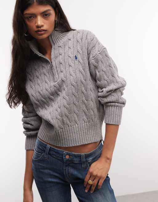 Polo Ralph Lauren - polo de punto de ochos de algodón con logo icon en gris