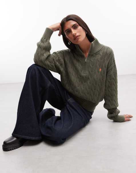 Polo Ralph Lauren polo en coton à maille torsadée avec logo icon en olive clair - view 1