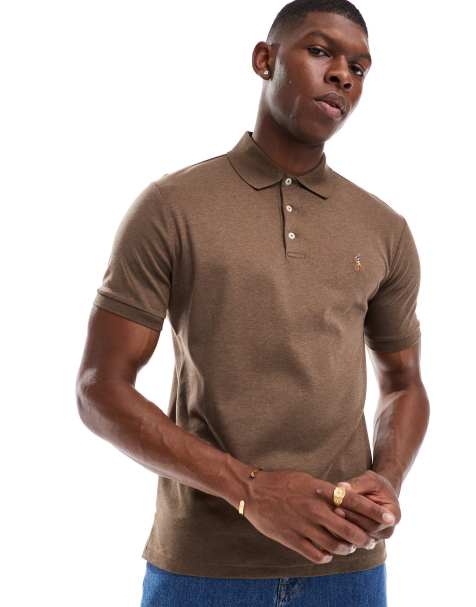 Polo Ralph Lauren - Polo en coton pima avec logo emblématique - Marron chiné - view 1
