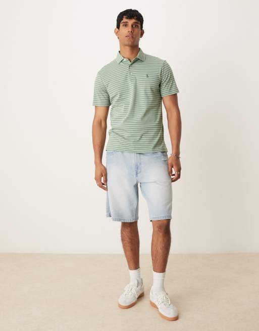 Polo Ralph Lauren - Polo in cotone pima verde chiaro a righe bianche con logo, 2 di 4