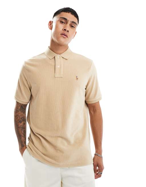 Polo Ralph Lauren - Polo oversize classica in maglia a coste color cuoio con logo a icona