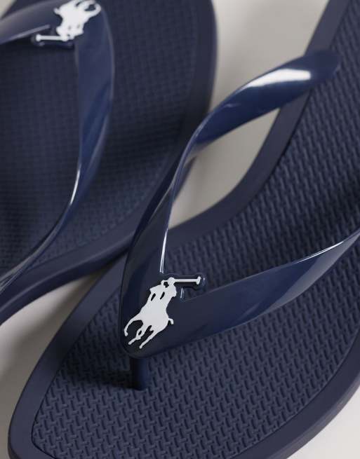 Polo Ralph Lauren polo play kitten heel thong sandal in blue, 3 of 4