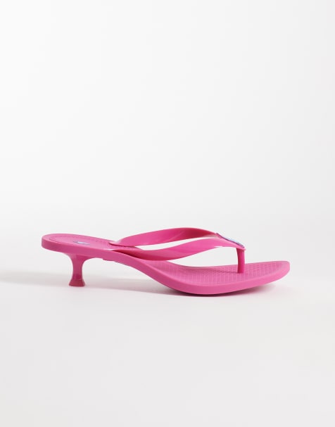Polo Ralph Lauren polo play kitten heel thong sandal in hot pink - view 1