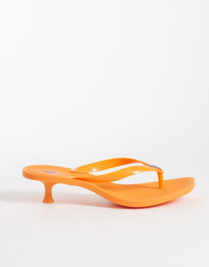 Polo Ralph Lauren polo play kitten heel thong sandal in orange