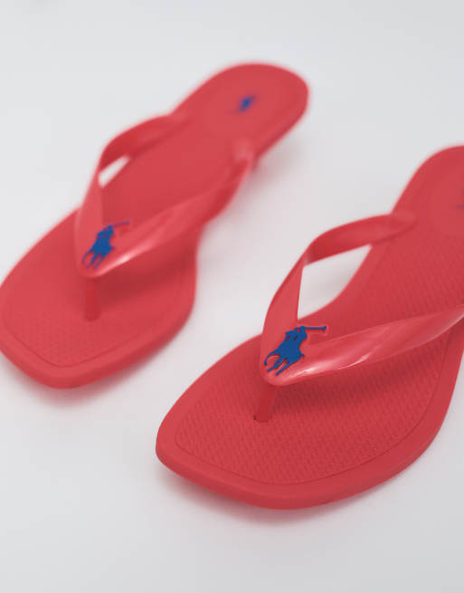 Polo Ralph Lauren polo play kitten heel thong sandals in ruby, 2 of 7