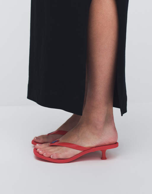 Polo Ralph Lauren polo play kitten heel thong sandals in ruby, 4 of 7