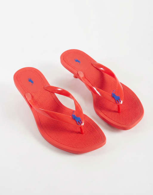 Polo Ralph Lauren polo play kitten heel thong sandals in ruby, 5 of 7