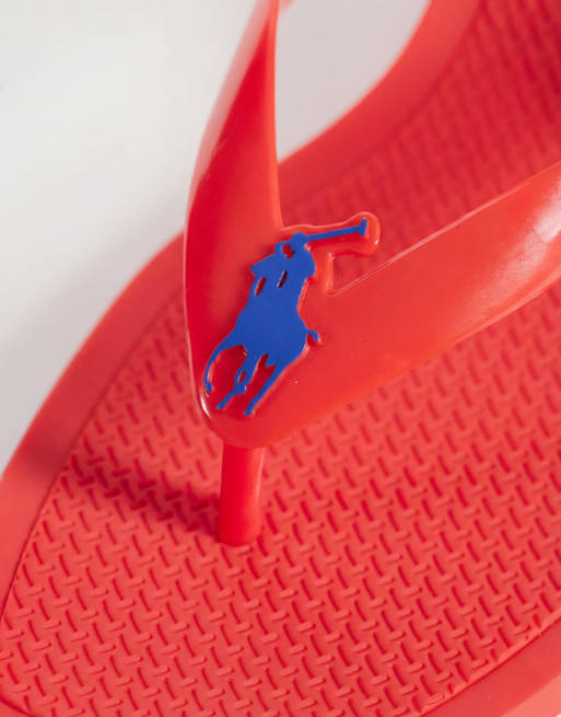 Polo Ralph Lauren polo play kitten heel thong sandals in ruby, 6 of 7