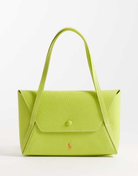 Polo Ralph Lauren polo play leather mini envelope bag in lime green - view 1